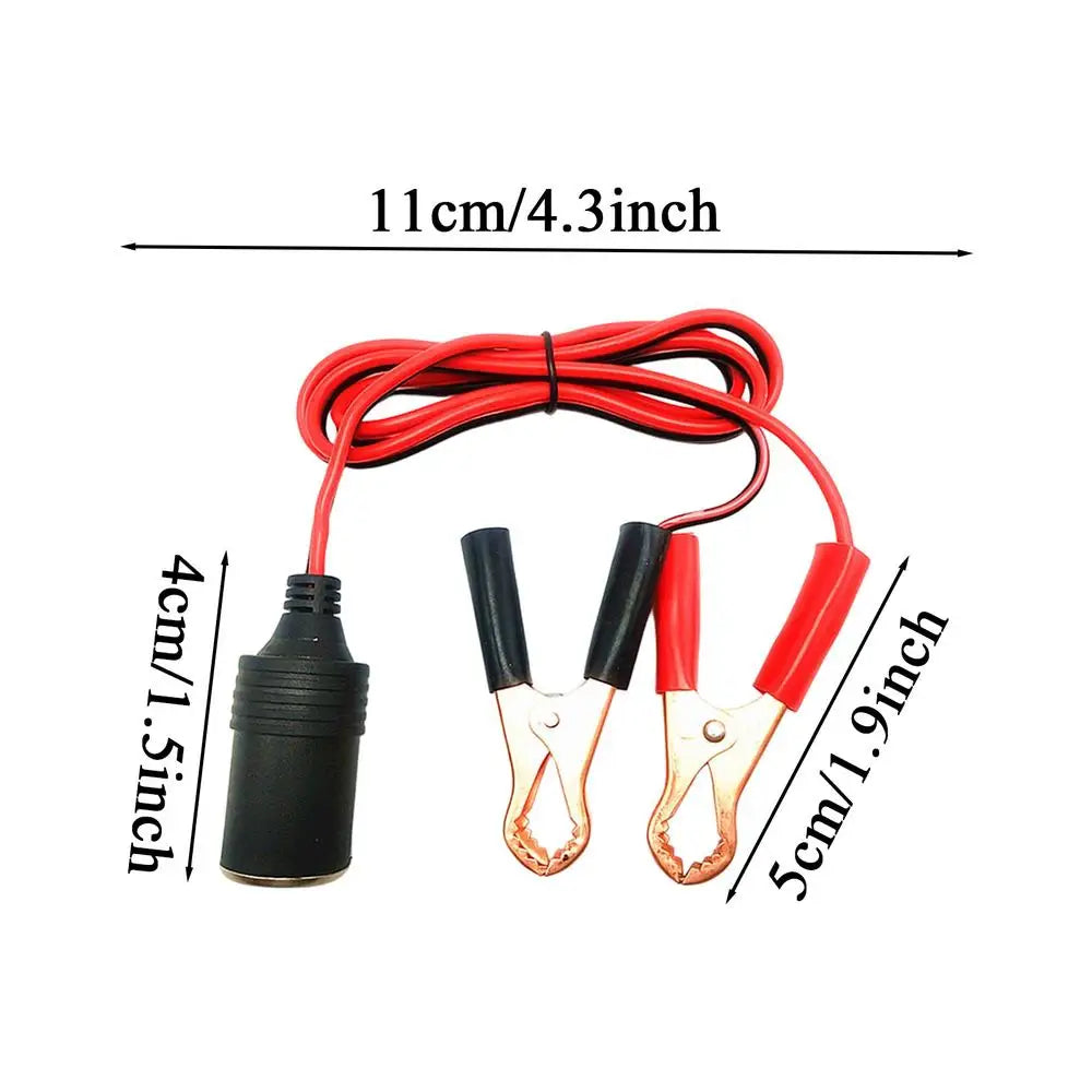 12V Battery Clamp to Car Socket Adapter – Heavy Duty