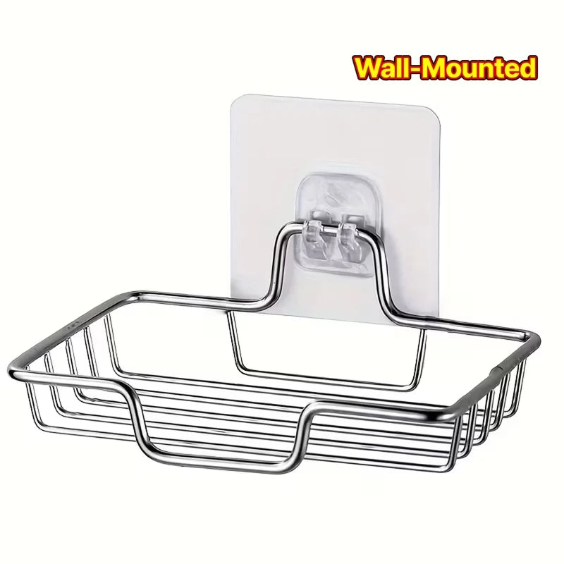 Stainless Steel Wall-Mount Soap Dish | No-Drill Adhesive
