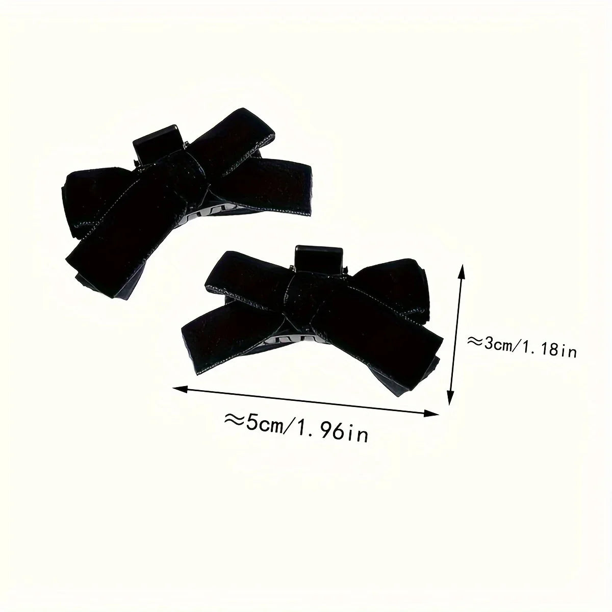Black Velvet Bow Hair Claw Clips – Celebrity Style 2pcs Set