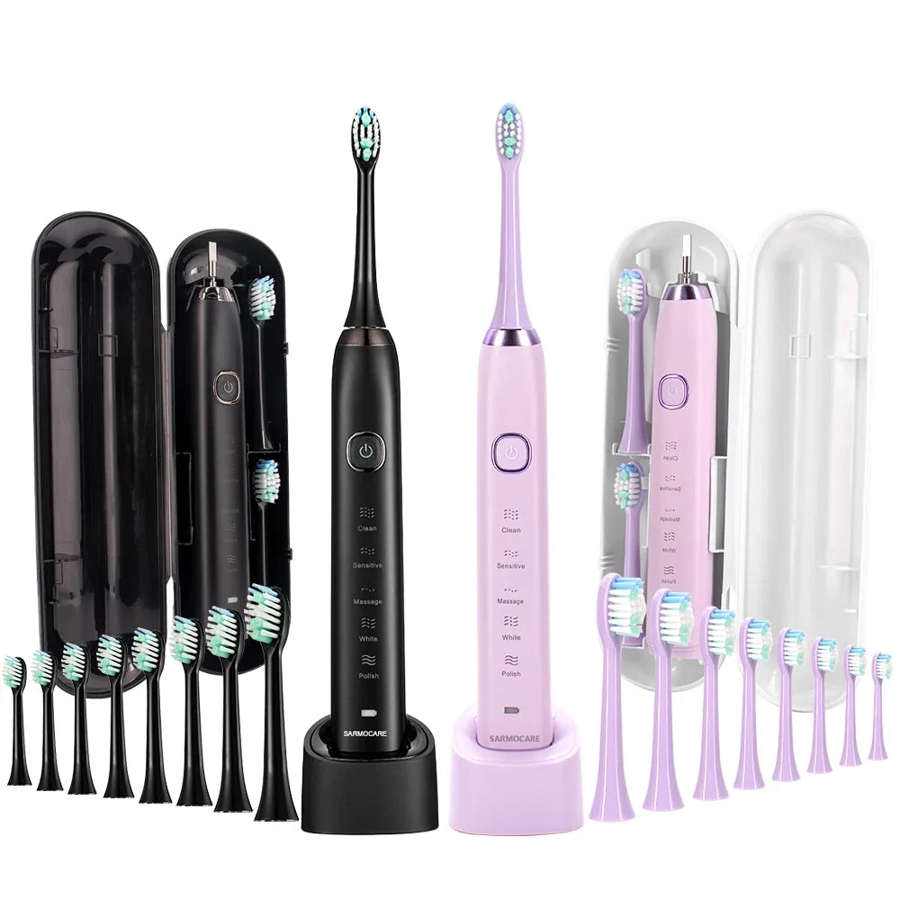Sonic Electric Toothbrush IPX7 Rechargeable | 5 Modes, 8 Heads