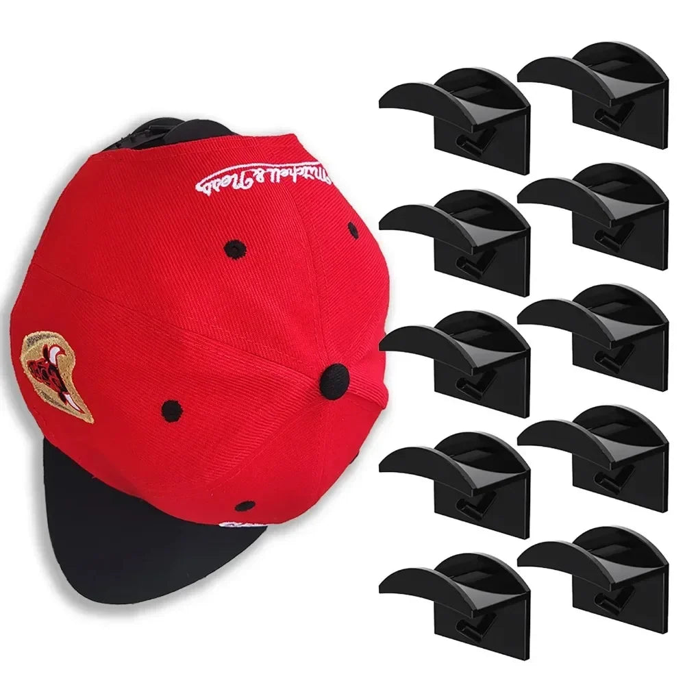 No-Drill Wall Hat Hooks – Baseball Cap Organizer, 2–10 Pack
