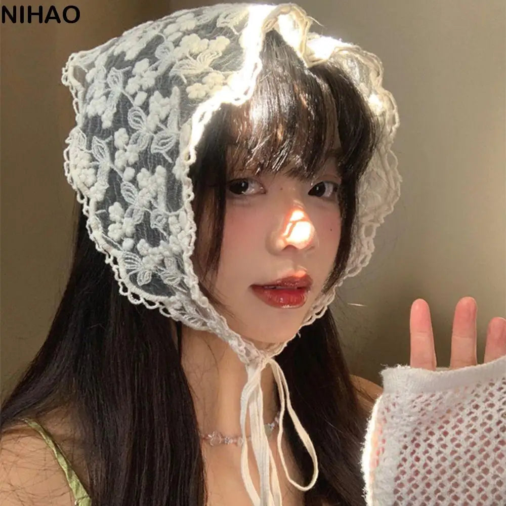 Vintage Boho Triangle Lace Hair Scarf Headband – Women & Girls