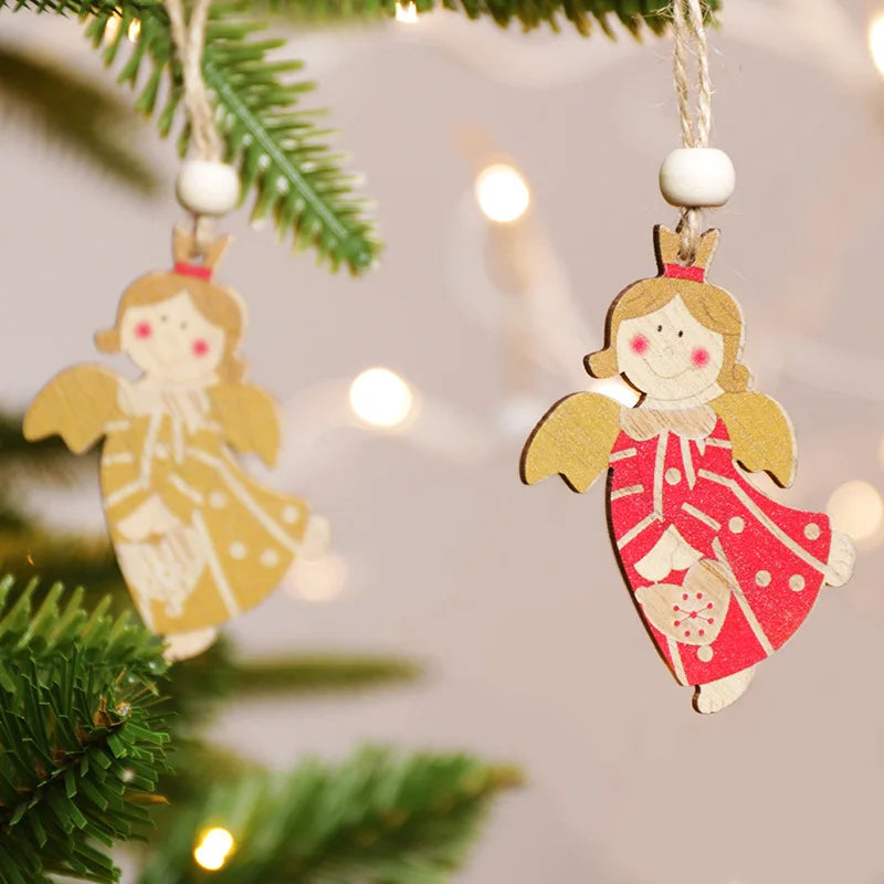 Christmas Decorations Wooden Elderly Snowman Combination Hanging Tree