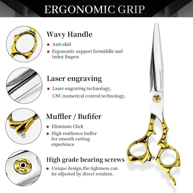 Professional 6-Inch Hair Cutting Scissors | 440C Steel Shears