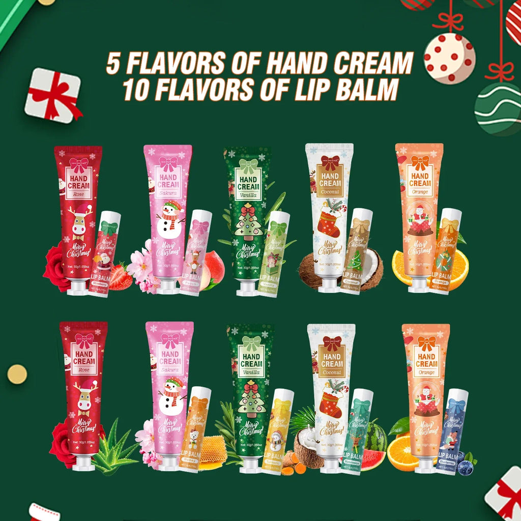 120PCS Christmas Gift Set – Lip Balm, Hand Cream & Gift Bags