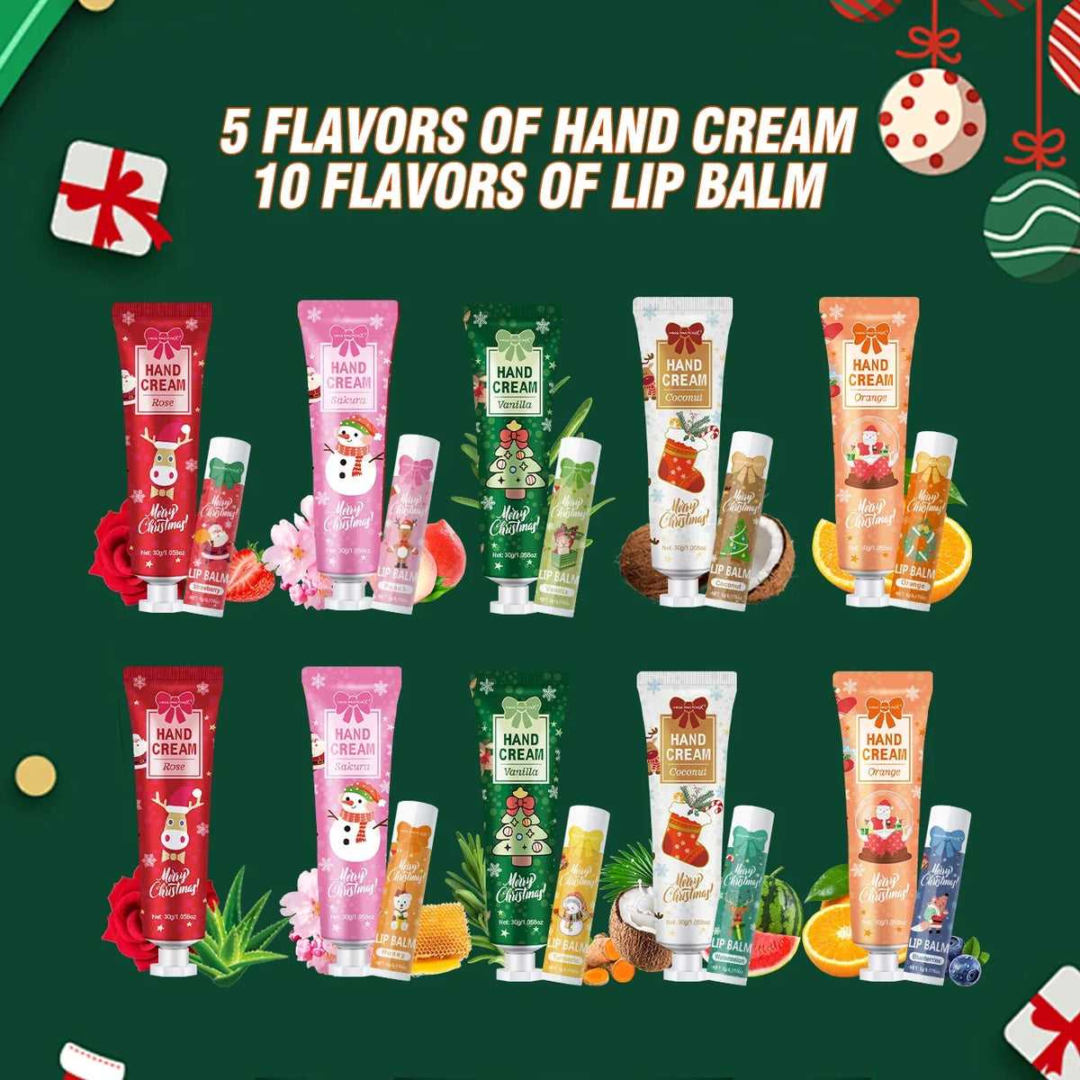 120PCS Christmas Gift Set – Lip Balm, Hand Cream & Gift Bags