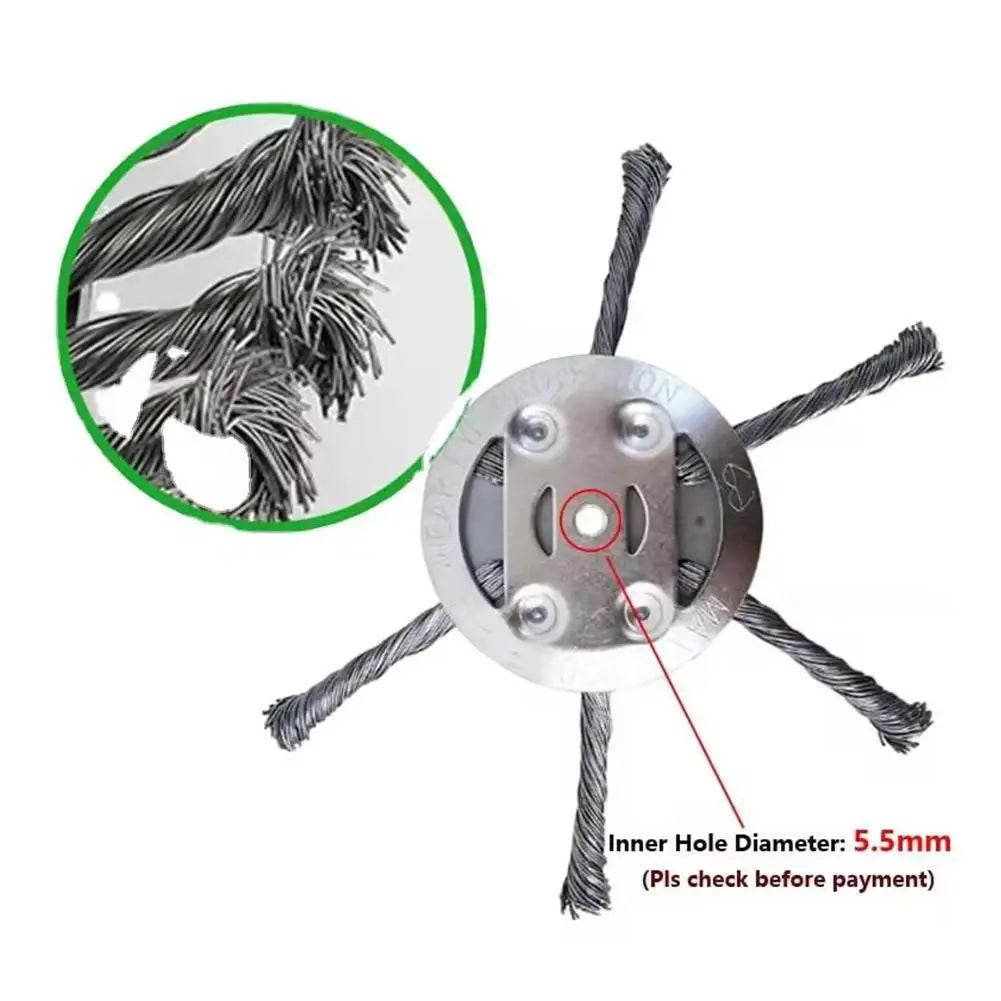 Steel Wire Wheel Grass Trimmer Head – 6" Weeding Brush