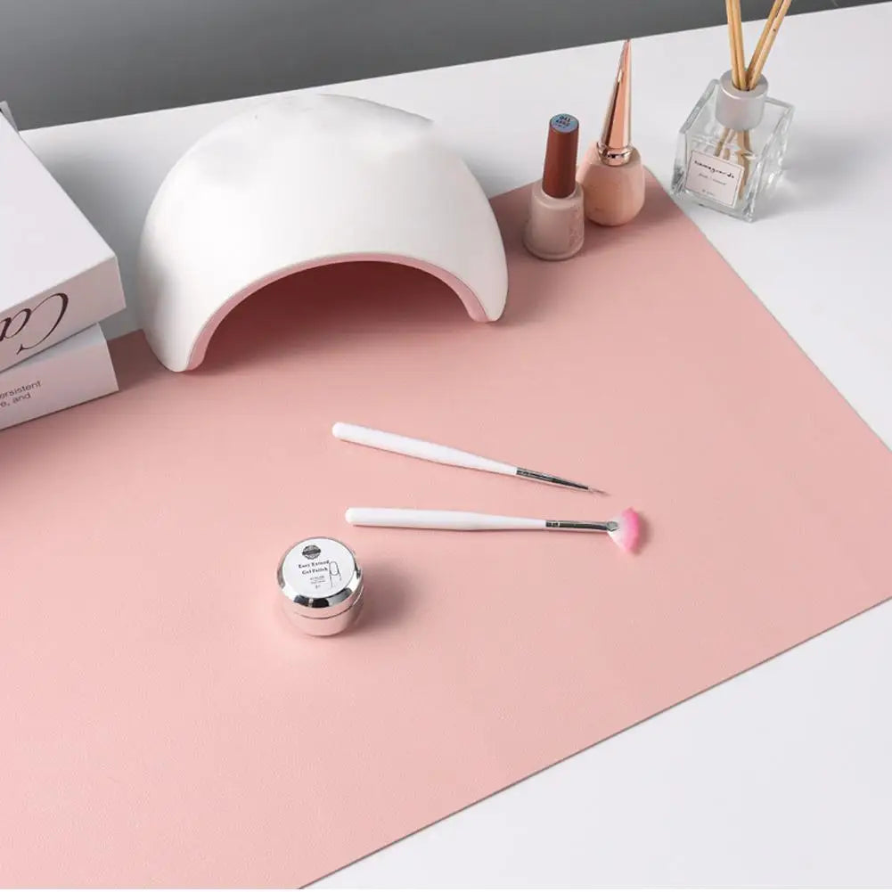 Pink Leather Nail Art Mat – Anti-Slip Armrest Cushion Pad