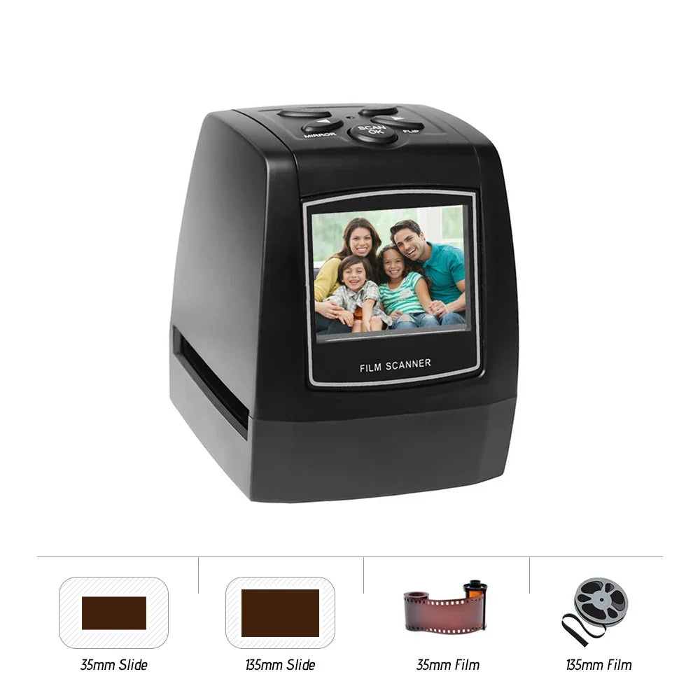 Portable 35mm/135mm Film Scanner | 2.4" LCD & Built-In Editor