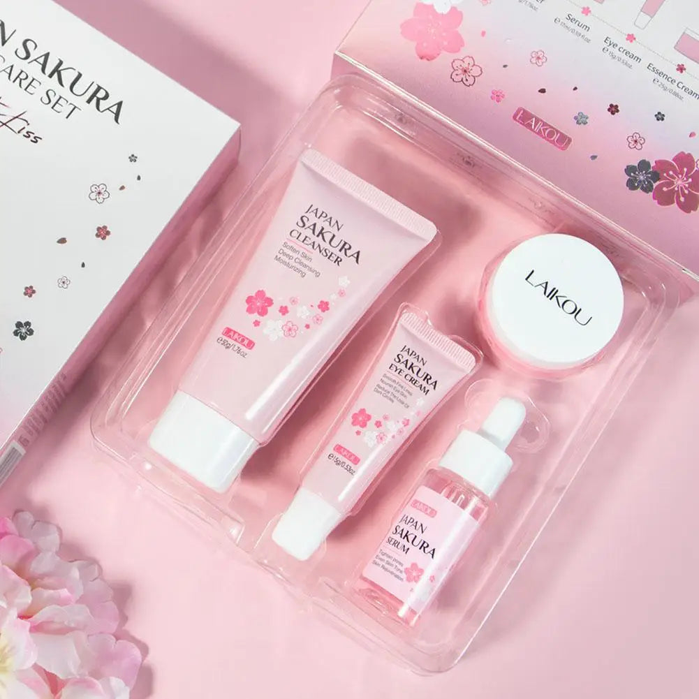 LAIKOU Sakura Skincare Set – 5-Piece Cleanser Toner Serum Eye Cream