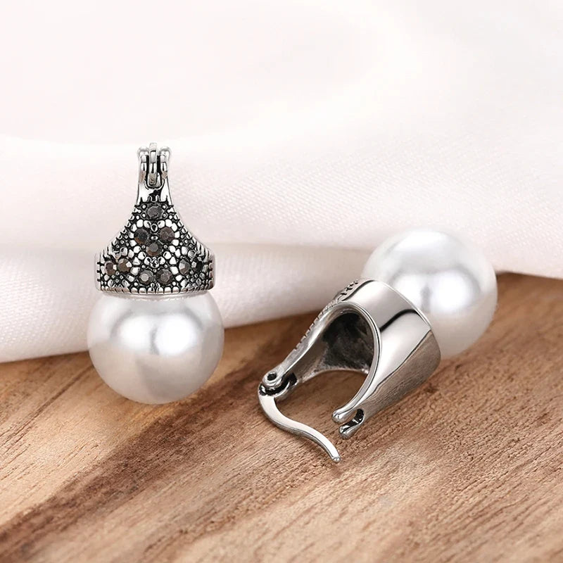 Huitan Vintage Simulated Pearl Drop Earrings | Rhinestone Jewelry
