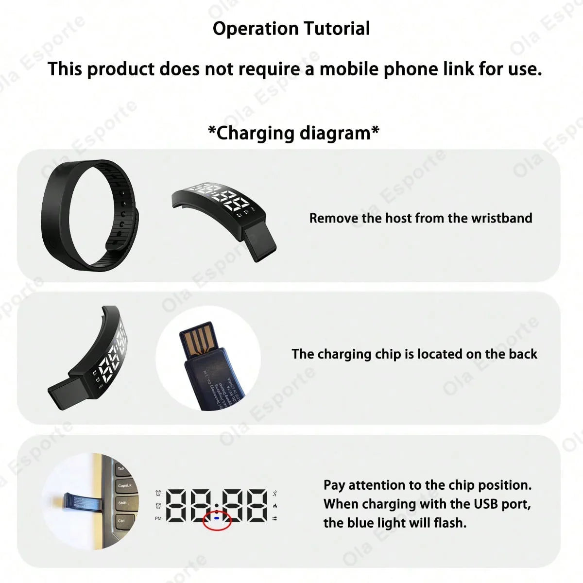 Ola Esporte HT30 LED Smart Bracelet | Pedometer & Sleep Tracker