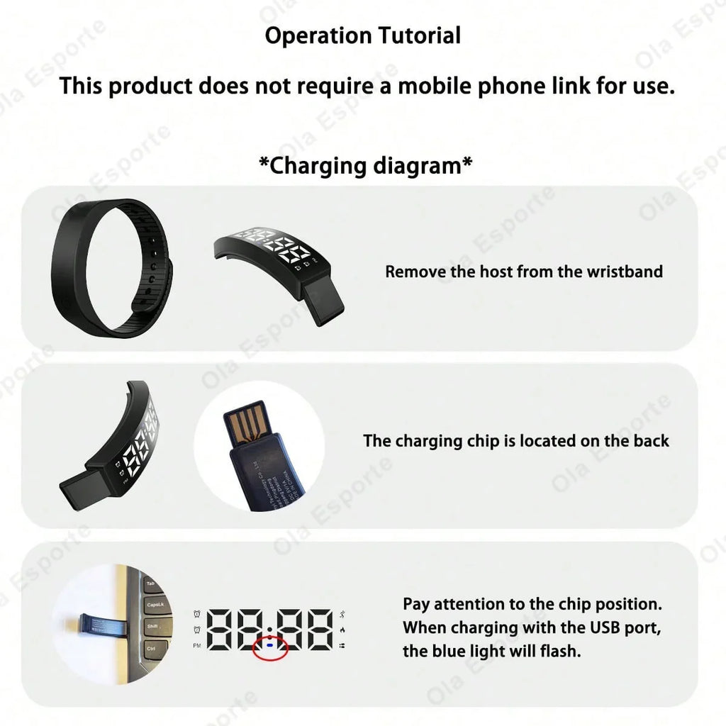 LED Smart Fitness Band – Step Tracker, Alarm & Sleep Monitor