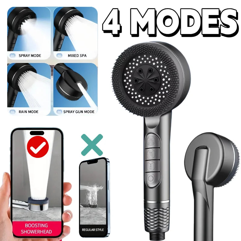 Adjustable High-Pressure Handheld Shower Head with Filter & Hose