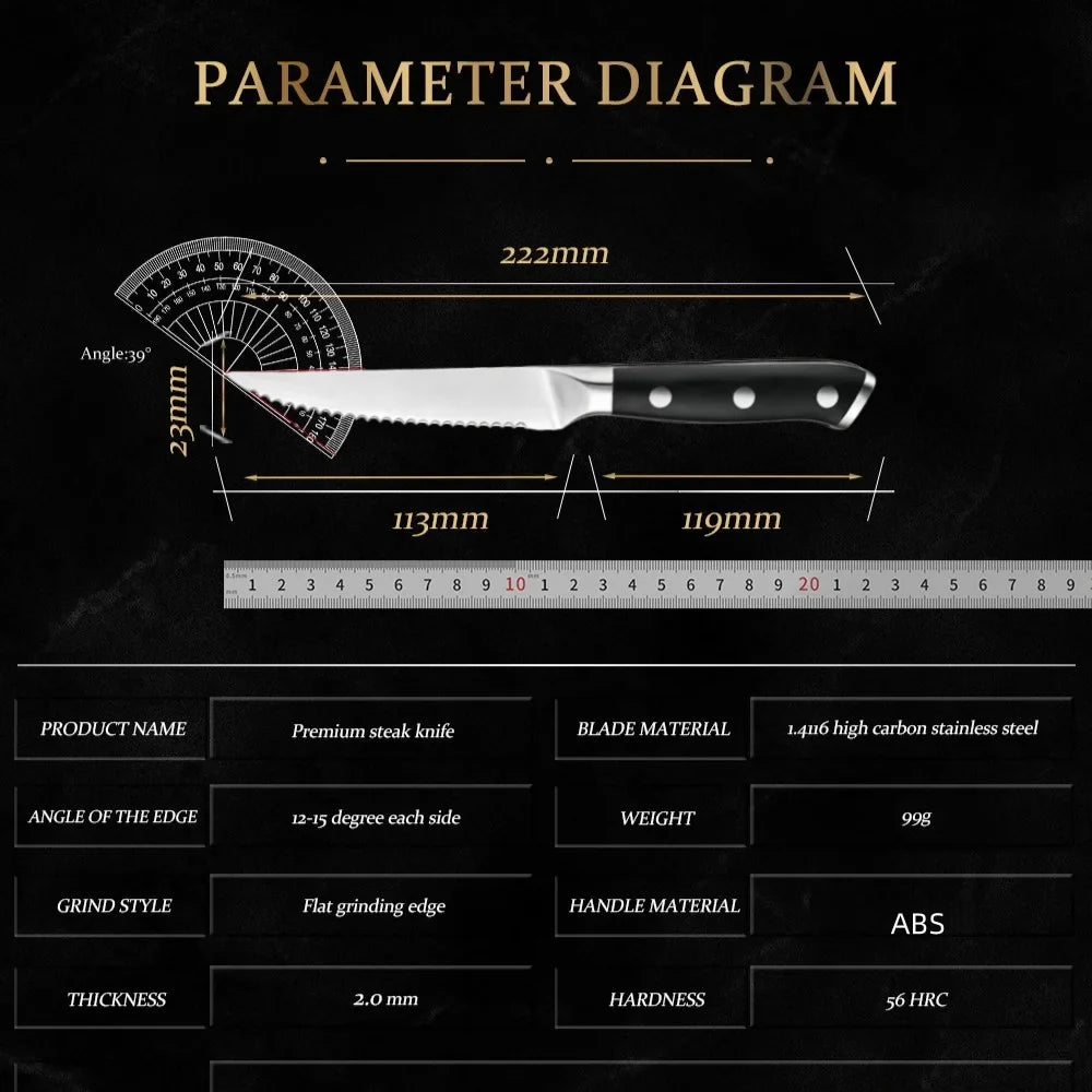 Serrated Steak Knife Set – Stainless Steel ABS Handle 1-6 Pc