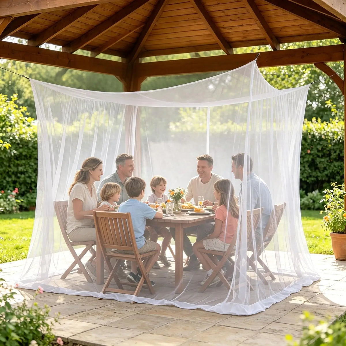 Four-Door Square Canopy Mosquito Net – Bed, Patio & Camping