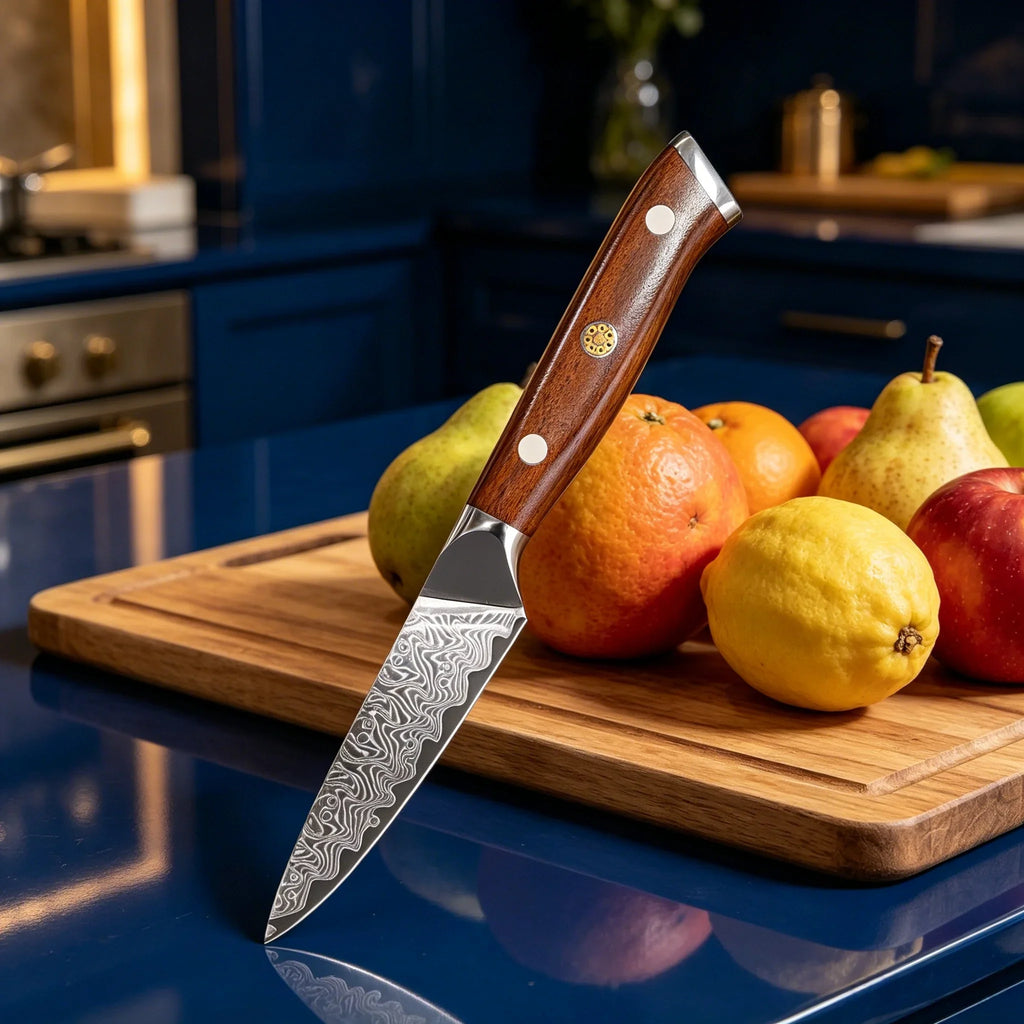 67-Layer Damascus Steel Paring Knife – Sharp Kitchen Chef Knife