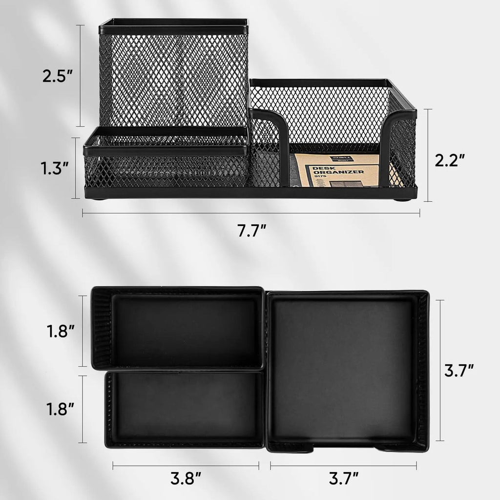 Black 3-Tier Mesh Desk Organizer Office Supplies Storage Pencil