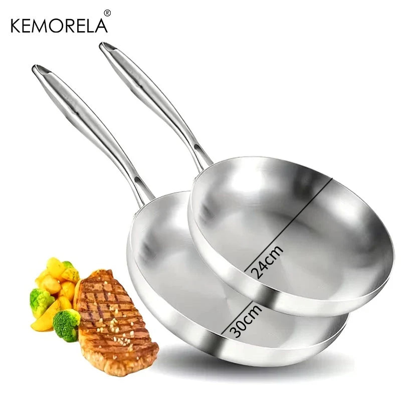 KEMORELA 5-Ply 304 Stainless Steel Frying Pan Set | 2/3 Piece
