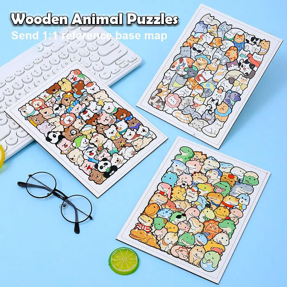 50-Piece Animal Wooden Jigsaw Puzzle – Cats, Dogs & More