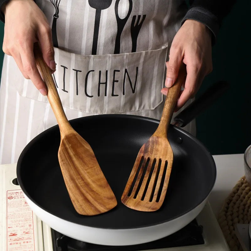 2-Piece Wooden Japanese Spatula Set – Non-Stick & Heat Resistant