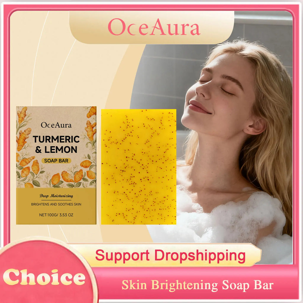 OceAura Turmeric Lemon Brightening Soap Bar – 100g Natural