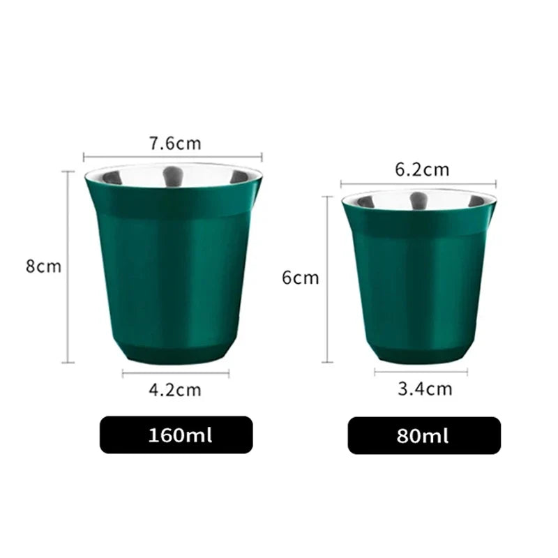 Double Wall Insulated Stainless Steel Espresso Cup Capsule Coffee Mug