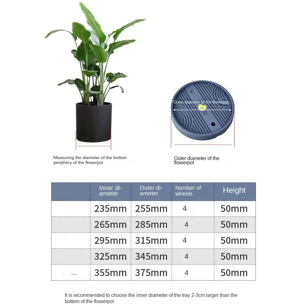 Round Movable Plant Stand with Drainage Tray | Heavy Duty