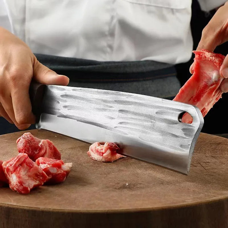 InLeung Hand Forged Chef Cleaver Knife – Wood Handle, Steel