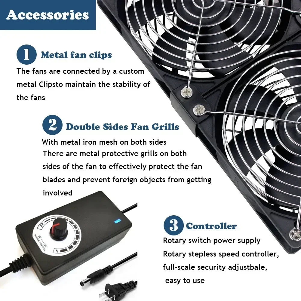 HOMEFISH 220V Exhaust Cooling Fan with Remote – 120mm DC Fan