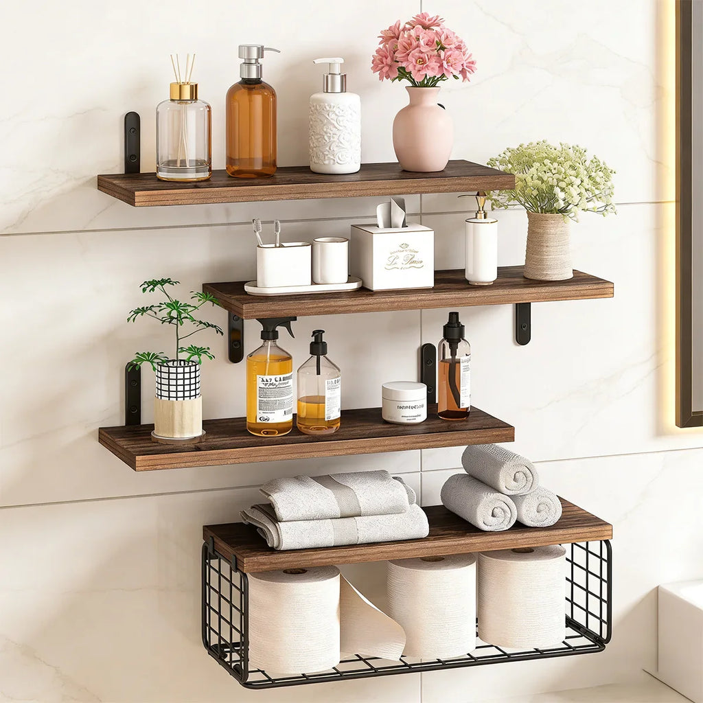 Bathroom Shelves Over Toilet Storage Basket Floating Wall Shelf Home