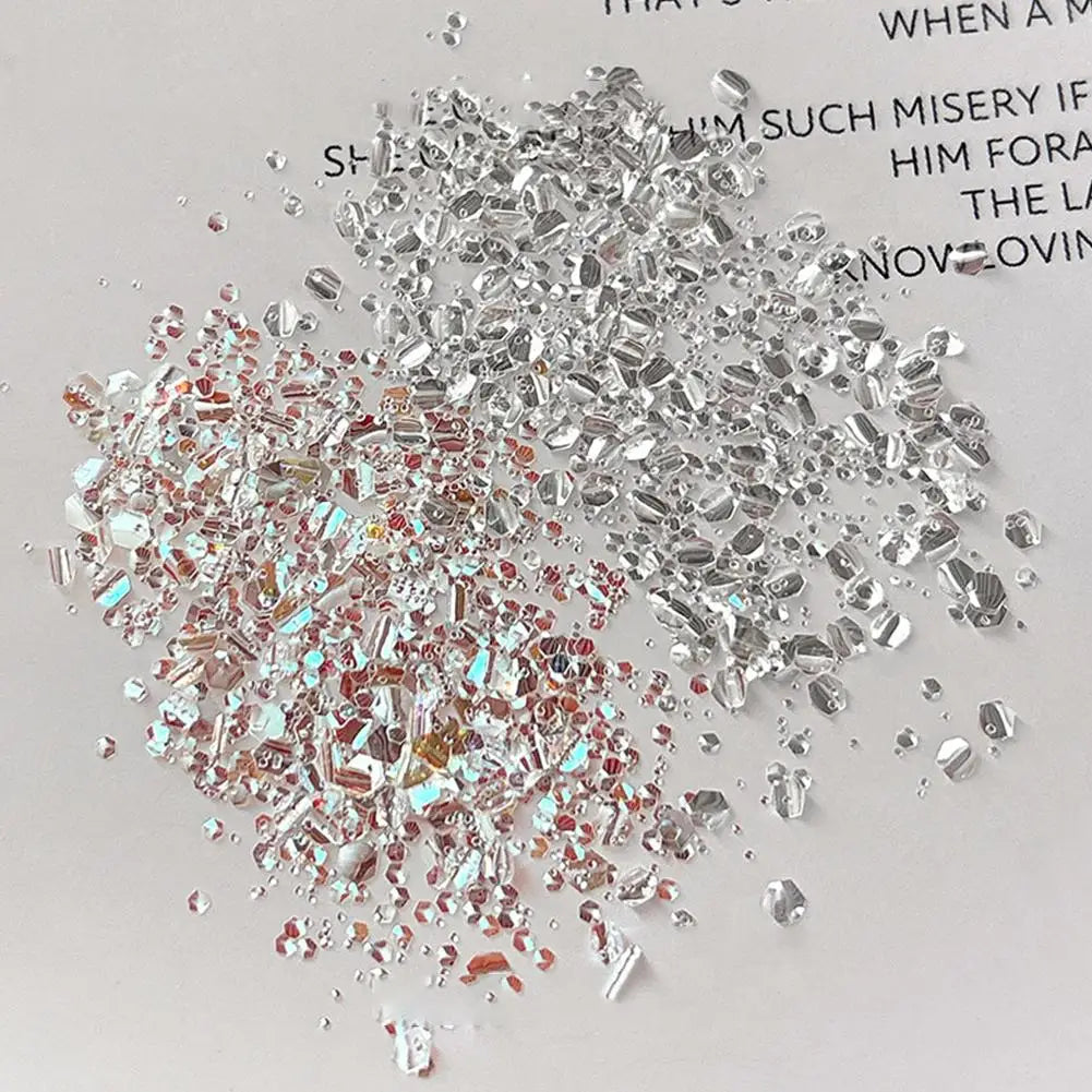 Silver Iridescent Hexagon Nail Glitter Flakes | Gel Sequins
