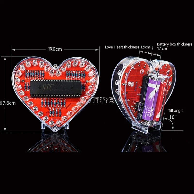 RGB LED Heart DIY Soldering Kit – 32 LED Flow Light Project