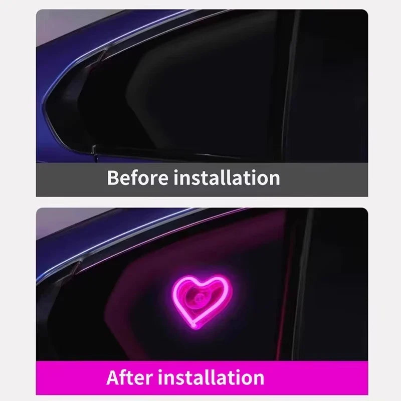 Heart LED Car Window Neon Light | USB & Remote Control