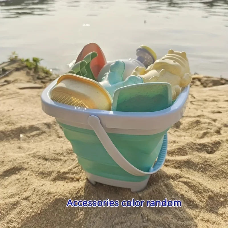 Kids Beach Sand Toys 11-Pc Set | Collapsible Bucket & Molds