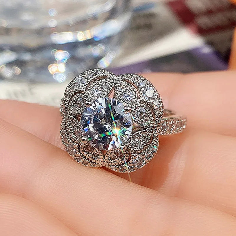 925 Silver CZ Diamond Bridal Ring Set | Women's Wedding Rings