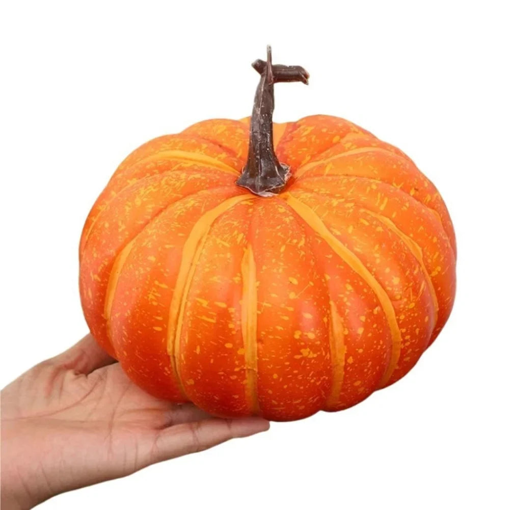 Artificial Decorative Pumpkins 17cm – Orange & White Fall Decor