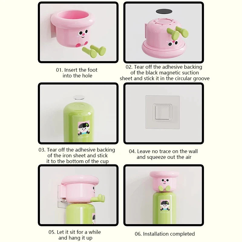 Cute Kids Creative Toothbrushes Holder Household No Punching