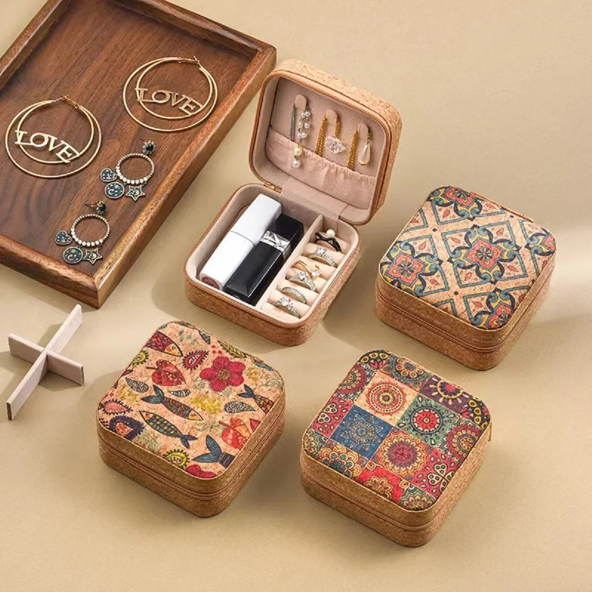 Travel Jewelry Box Portable Organizer Display Storage Boxes Women