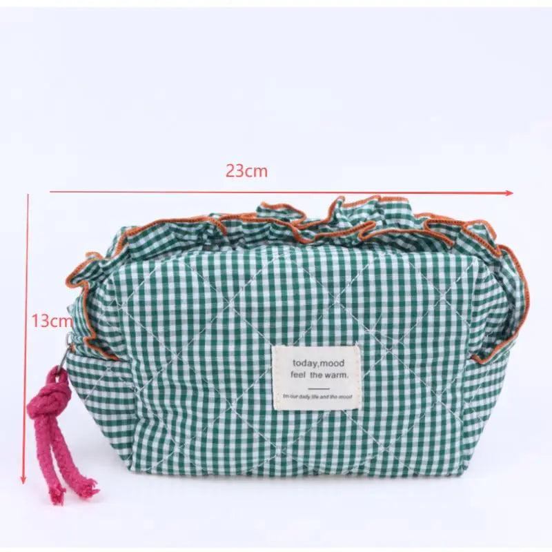 Women's Vintage Gingham Cosmetic Bag – Large Travel Organizer