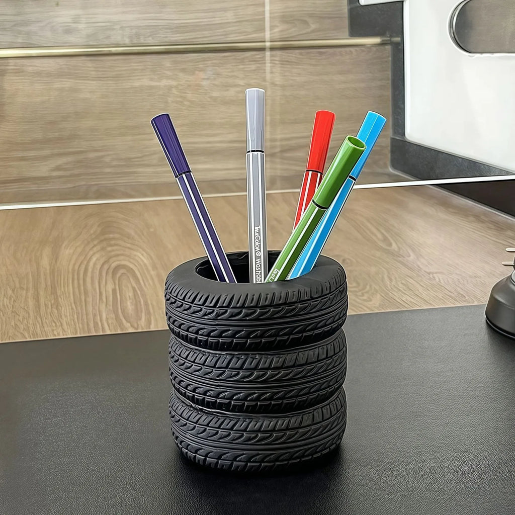 Tire Shaped Pen Holder | Creative Desk Organizer & Decor