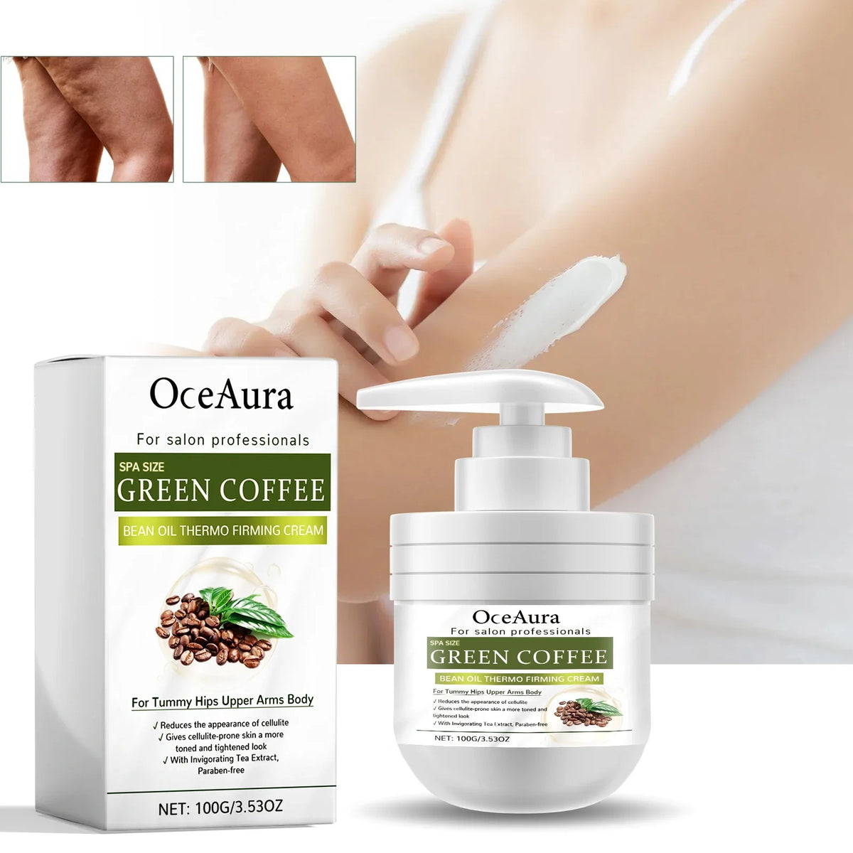 OceAura Green Coffee Body Cream | Firming & Moisturizing Lotion