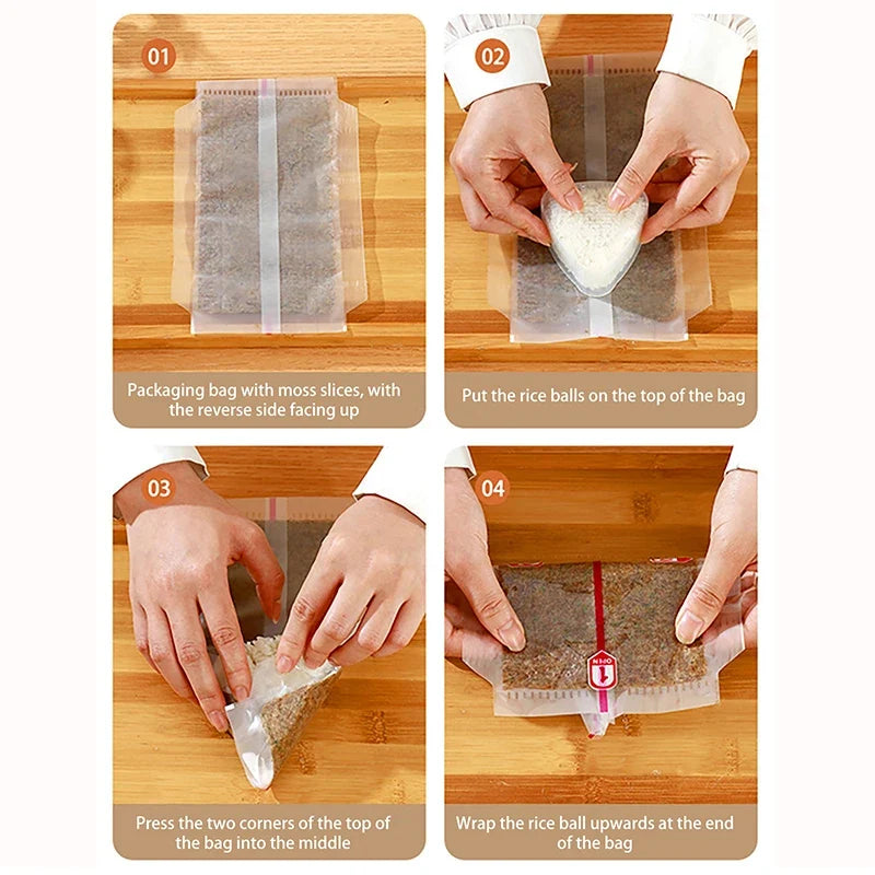 Disposable Triangle Onigiri Bags – Rice Ball Wrap 10/50/100 Pcs