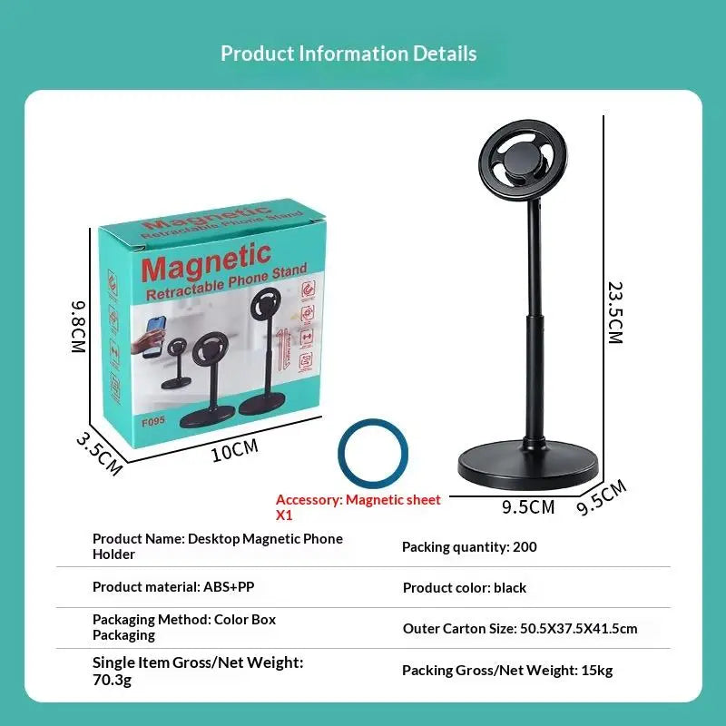 Adjustable Magnetic Phone Stand – 360° Rotation Telescopic Desk