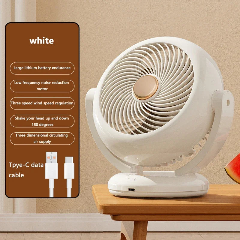 Mini Portable Rechargeable Desktop Fan – Quiet & Wireless