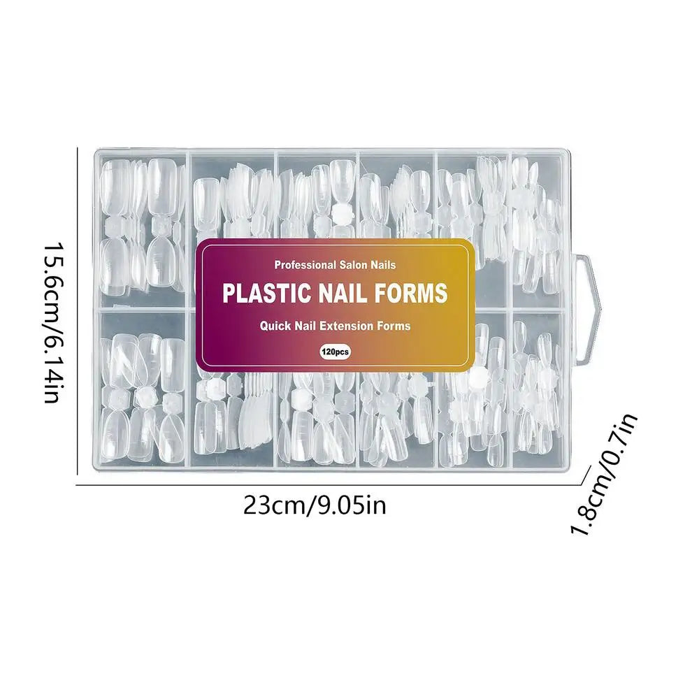 120pcs Reusable Nail Extension Forms | 12 Sizes Builder Molds
