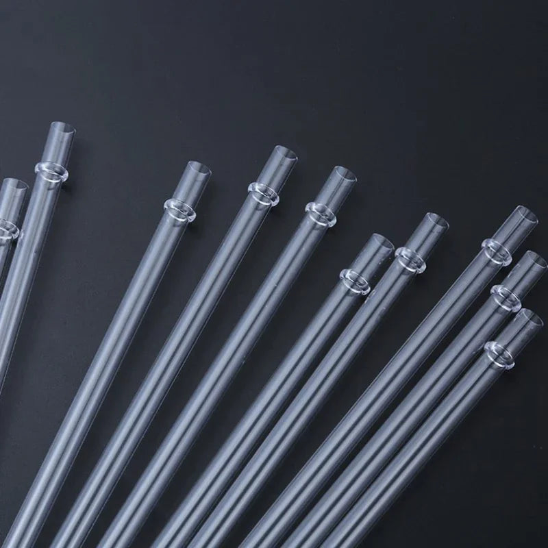 10-Pack White Glitter Reusable Straws 9-Inch BPA-Free Plastic