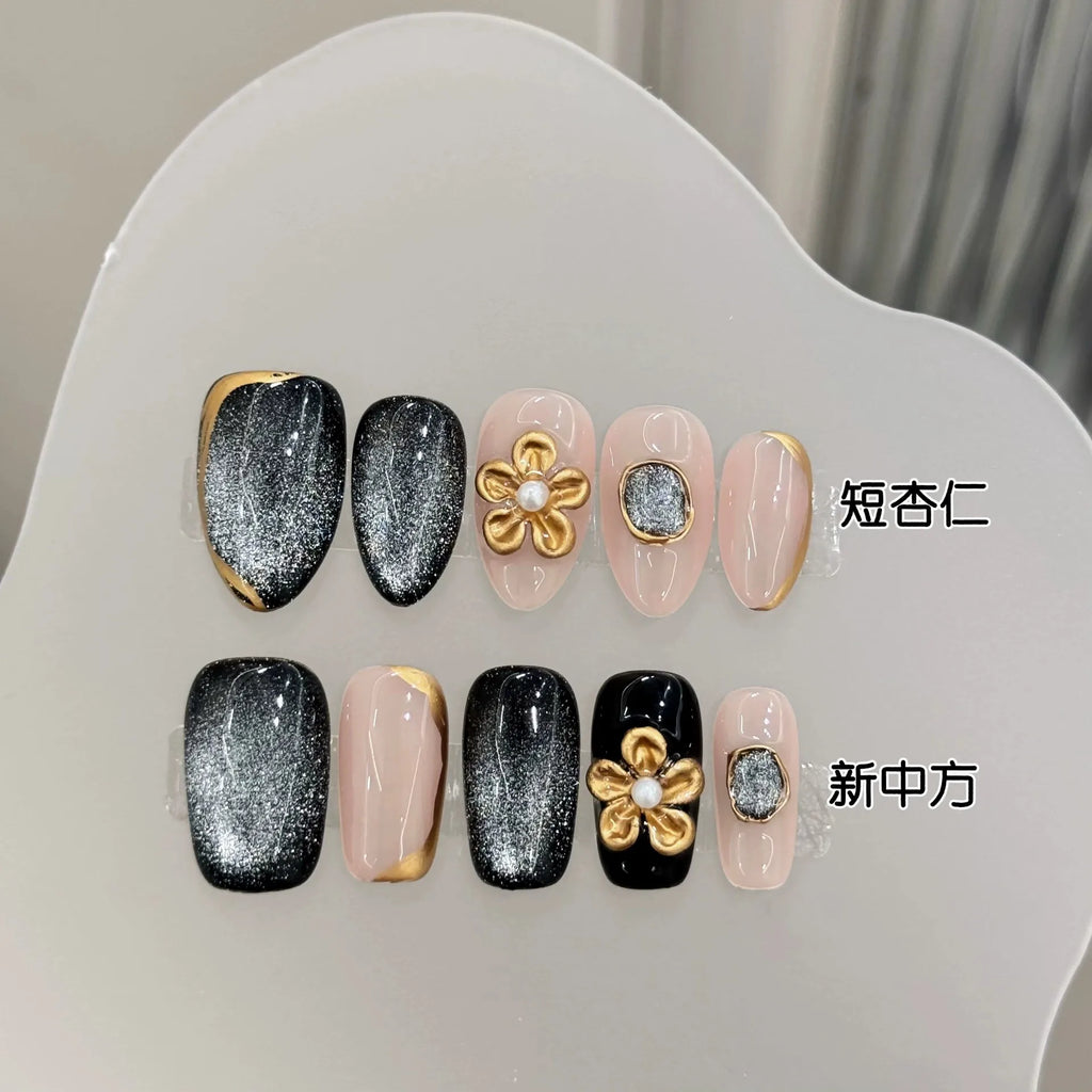 Handmade Antique Autumn Winter Press Nails Golden Carved Flowers
