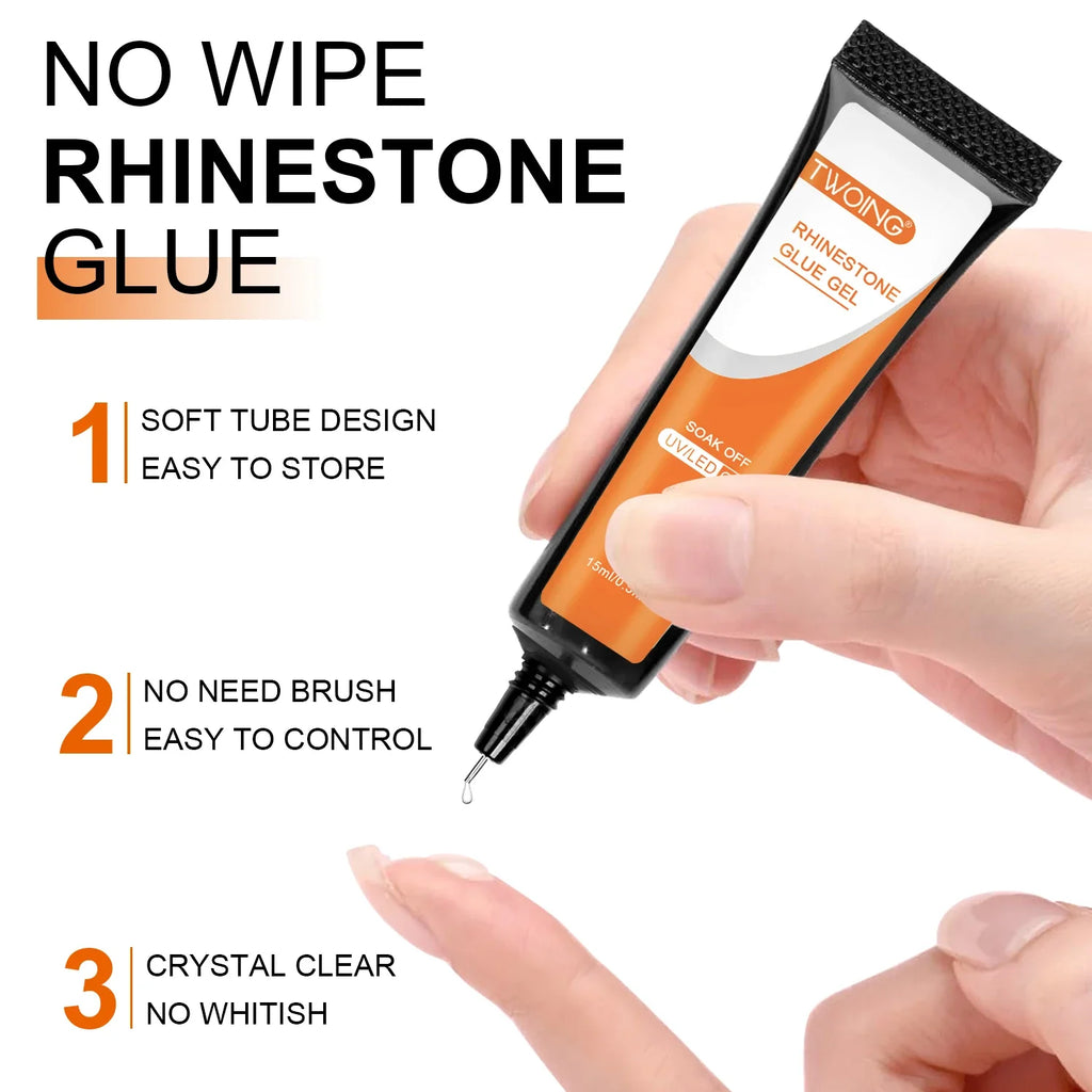 TWOING Rhinestones Glue Nail Gel Poloish Manicure Transparent Art