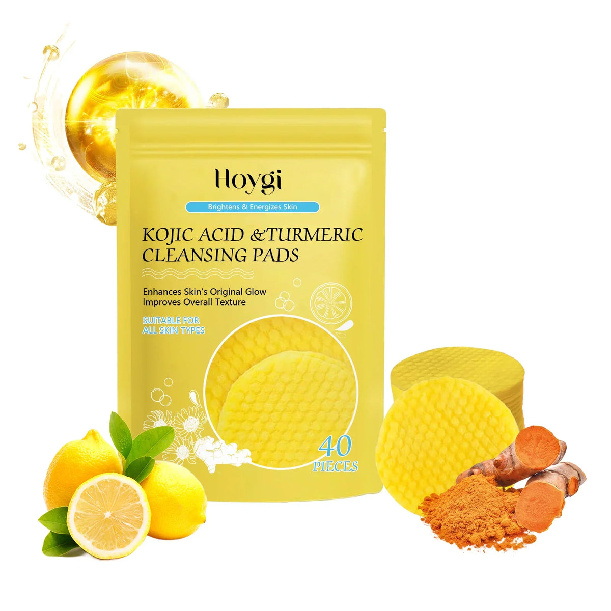 Turmeric Cleansing Pads Facial Exfoliating Makeup Removal Dead Skin